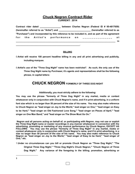 Chuck Negron Contract Rider CURRENT: 2014