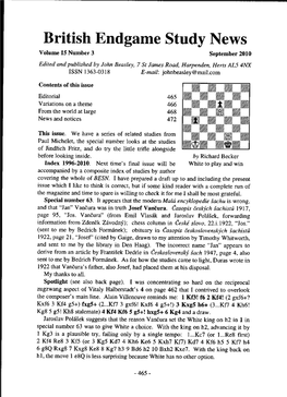 British Endgame Study News Volume 15 Number 3 Septernber 2010