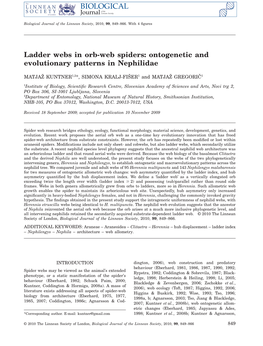 Ladder Webs in Orb-Web Spiders: Ontogenetic and Evolutionary Patterns in Nephilidae