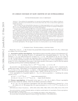 Arxiv:1806.10485V2 [Math.RA] 13 Mar 2019 Product 1.2