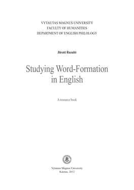 Studying Word-Formation in English