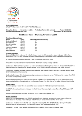 2014 HSBC Champions R1 Notes