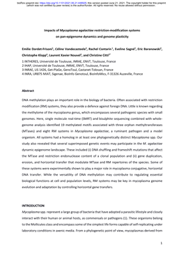 Impacts of Mycoplasma Agalactiae Restriction-Modification Systems on Pan-Epigenome Dynamics and Genome Plasticity