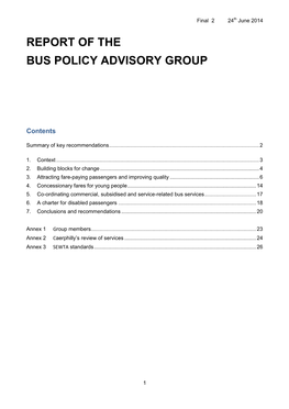 Report of the Bus Policy Advisory Group