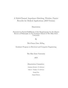 A Multi-Channel, Impedance-Matching, Wireless, Passive Recorder for Medical Applications (2019 Version)