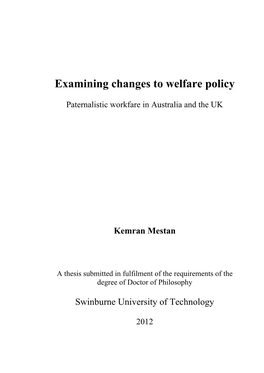 Paternalistic Workfare in Australia and the UK
