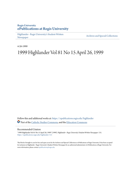 1999 Highlander Vol 81 No 15 April 26, 1999