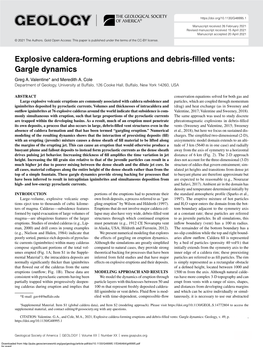 Explosive Caldera-Forming Eruptions and Debris-Filled Vents: Gargle Dynamics Greg A