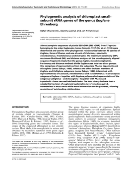 Subunit Rrna Genes of the Genus Euglena Ehrenberg