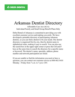 Arkansas Dentist Directory