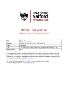 Hulme, Ten Years On