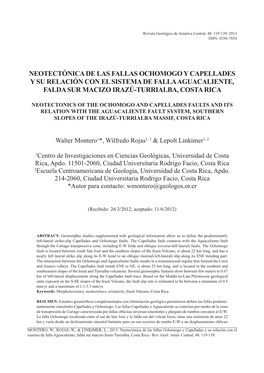 Neotectónica De Las Fallas Ochomogo Y Capellades Y Su Relación Con El Sistema De Falla Aguacaliente, Falda Sur Macizo Irazú-Turrialba, Costa Rica