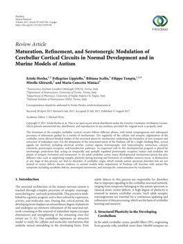 Maturation, Refinement, and Serotonergic Modulation of Cerebellar Cortical Circuits in Normal Development and in Murine Models of Autism