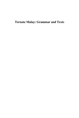 Ternate Malay: Grammar and Texts