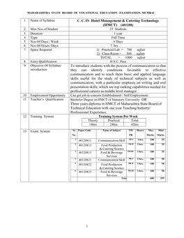 CC in Hotel Management & Catering Technology (HMCT) (401208)