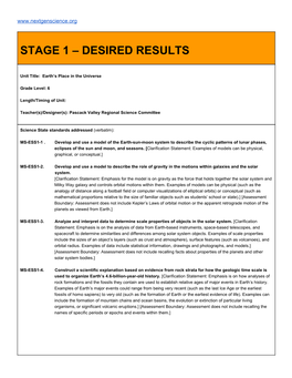 Stage 1А–Аdesired Results