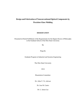 Design and Fabrication of Nonconventional Optical Components by Precision Glass Molding