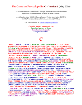 Canadian Fancyclopedia: C – Version 1 (May 2009)