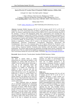 Species Diversity of Vascular Plants of Sunabeda Wildlife Sanctuary, Odisha, India