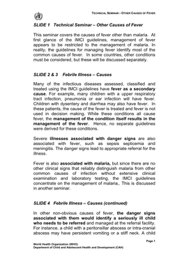 SLIDE 1 Technical Seminar – Other Causes of Fever