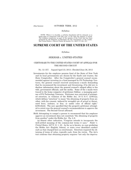 12-357 Sekhar V. United States (06/26/2013)