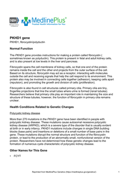 PKHD1 Gene PKHD1, Fibrocystin/Polyductin