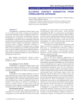 Allergic Contact Dermatitis from Formaldehyde Exposure