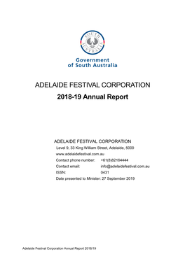 Adelaide Festival 2019 Annual Report