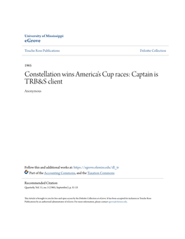 Constellation Wins America's Cup Races: Captain Is TRB&S Client Anonymous