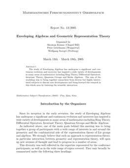 Mathematisches Forschungsinstitut Oberwolfach Enveloping Algebras