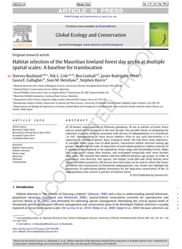 Habitat Selection of the Mauritian Lowland Forest Day Gecko at Multiple Spatial Scales: a Baseline for Translocation