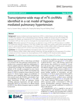 Transcriptome-Wide Map of M6a Circrnas Identified in a Rat Model Of