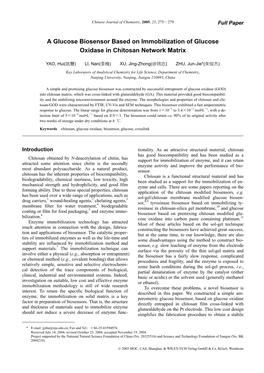 A Glucose Biosensor Based on Immobilization of Glucose Oxidase in Chitosan Network Matrix