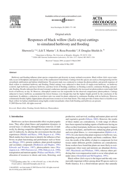 Responses of Black Willow (Salix Nigra) Cuttings to Simulated Herbivory and ﬂooding