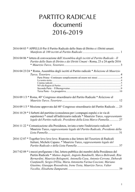 PARTITO RADICALE Documenti 2016-2019