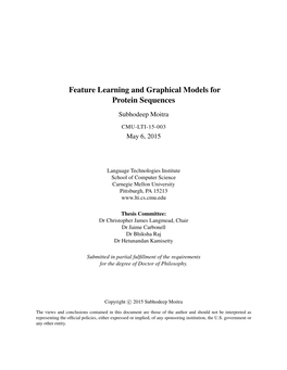 Feature Learning and Graphical Models for Protein Sequences