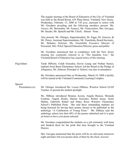 Minutes of the VBOE Meeting Held February