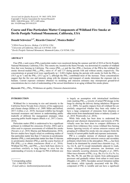 Coarse and Fine Particulate Matter Components of Wildland Fire Smoke at Devils Postpile National Monument, California, USA