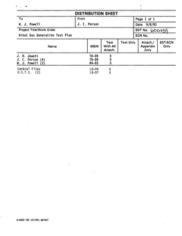 Grout Gas Generation Test Plan ECN No