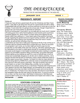 The Deerstalker Newsletter of Hastings Branch of the Nzda Inc