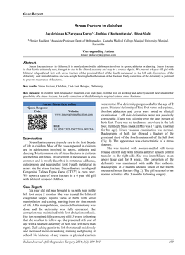Stress Fracture in Club Foot