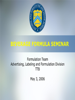 Beverage Formula Seminar