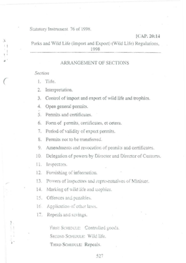 Import and Export) (\ Vild Life) Regulations, 1998 I I •