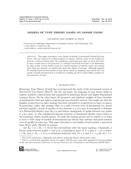 Models of Type Theory Based on Moore Paths ∗