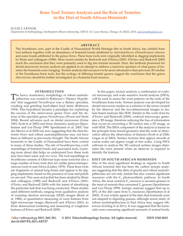 Bone Tool Texture Analysis and the Role of Termites in the Diet of South African Hominids