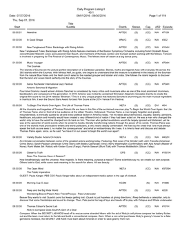 09/30/2016 Daily Program Listing II 07/27/2016 Page 1 of 119