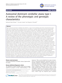 Autosomal Dominant Cerebellar Ataxia Type I: a Review of the Phenotypic and Genotypic Characteristics