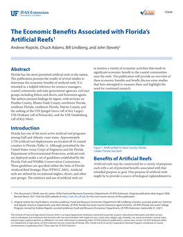 The Economic Benefits Associated with Florida's Artificial Reefs1