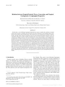 Relation Between Tropical Easterly Waves, Convection, and Tropical Cyclogenesis: a Lagrangian Perspective