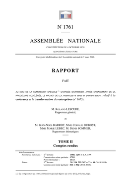 N° 1761 Assemblée Nationale
